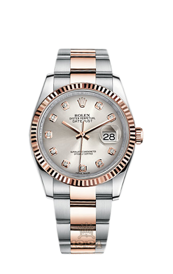 Rolex Datejust Watch 116231-0074 36 mm Steel / Pink gold Case Silver Dial