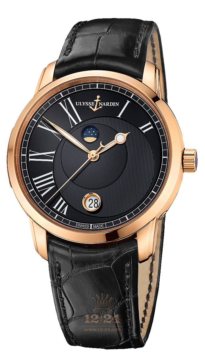 Ulysse Nardin Classic Watch 8296-122-2/422 40 mm Pink gold Case Black Dial