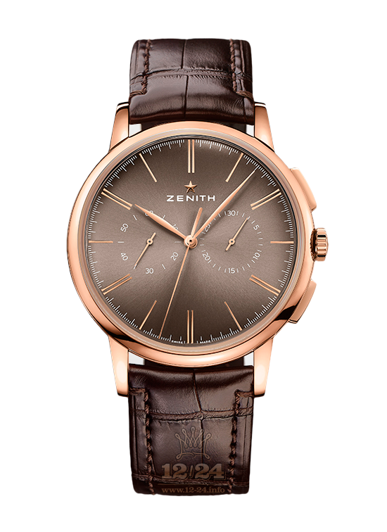 Zenith Elite Watch 18.2270.4069/18.C498 42 mm Pink gold Case Silver Brown (chocolate) Dial