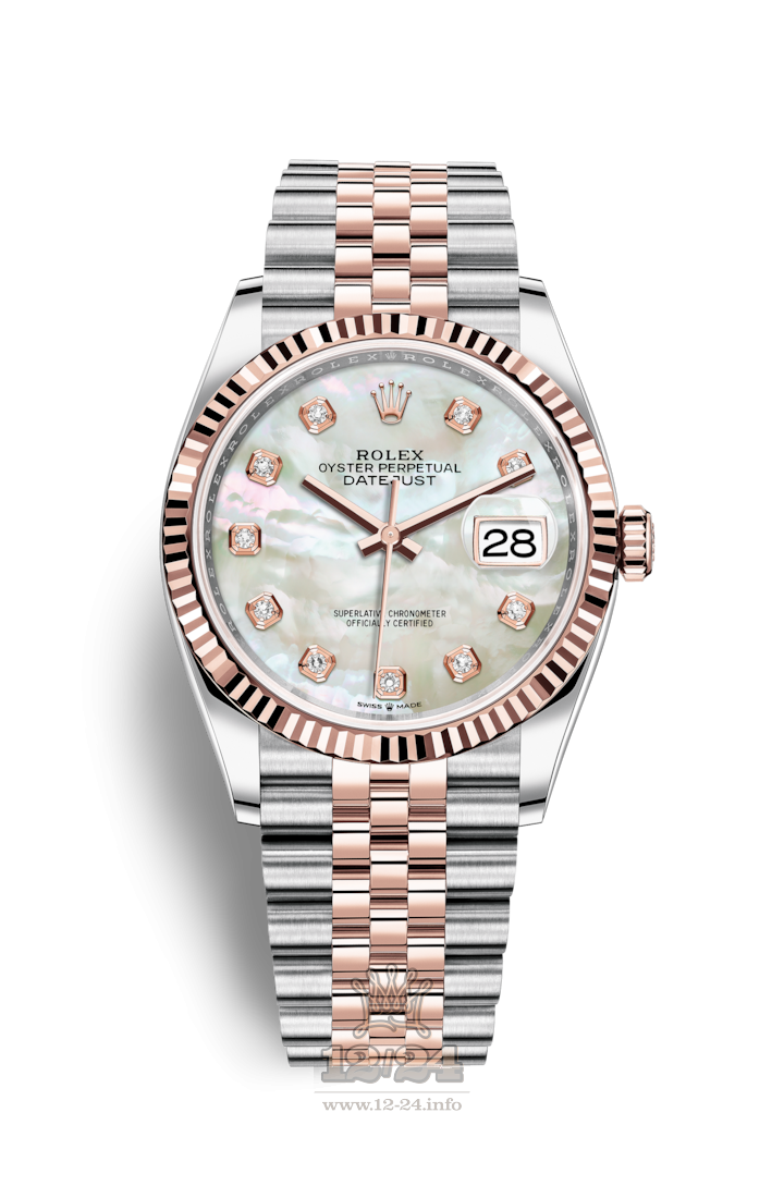 Rolex Datejust Watch 126231-0021 36 mm Steel / Pink gold Case White Dial