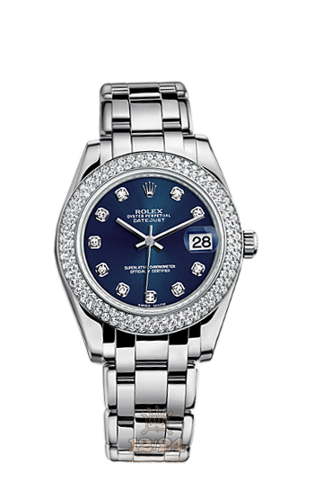 Rolex Pearlmaster Watch 81339-0014 34 mm White gold Case Dark blue Dial