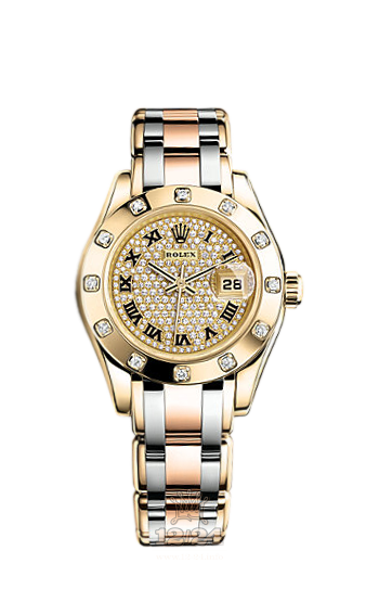Rolex Pearlmaster Watch 80318-0167 29 mm Yellow gold Case Silver Golden Dial