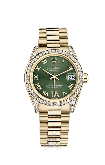 Rolex Datejust Watch 178158-0062 31 mm Yellow gold Case Green Dial