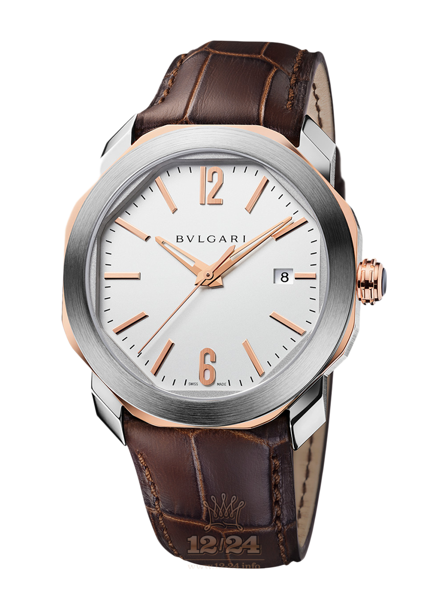 Bvlgari Octo Watch 102703 OC41C6SPGLD 41 mm Steel / Pink gold Case Silver Dial