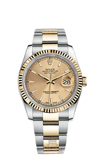 Rolex Datejust Watch 116233-0172 36 mm Steel / Yellow gold Case Golden Dial