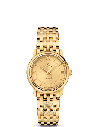 Omega Prestige Watch 424.50.27.60.08.001 27 mm Yellow gold Case Golden Dial