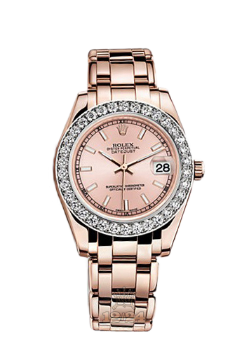 Rolex Pearlmaster Watch 81285-0018 34 mm Pink gold Case Pink Dial