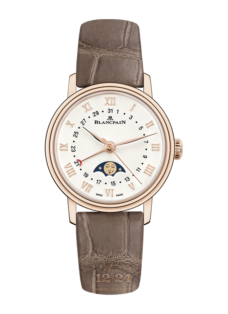Blancpain Villeret Watch 6106-3642-55A 29 mm Pink gold Case White Dial