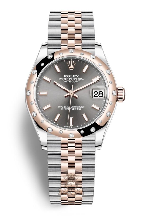 Rolex Datejust Watch 278341rbr-0018 31 mm Stainless steel Pink gold Case Gray Dial