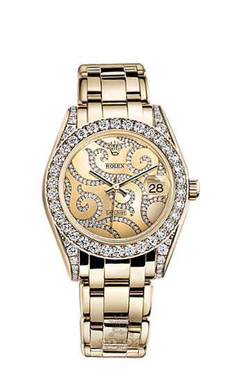 Rolex Pearlmaster Watch 81158-0078 34 mm Yellow gold Case Golden Dial