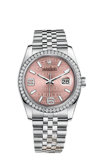 Rolex Datejust Watch 116244-0036 36 mm Steel / White gold Case Pink Dial