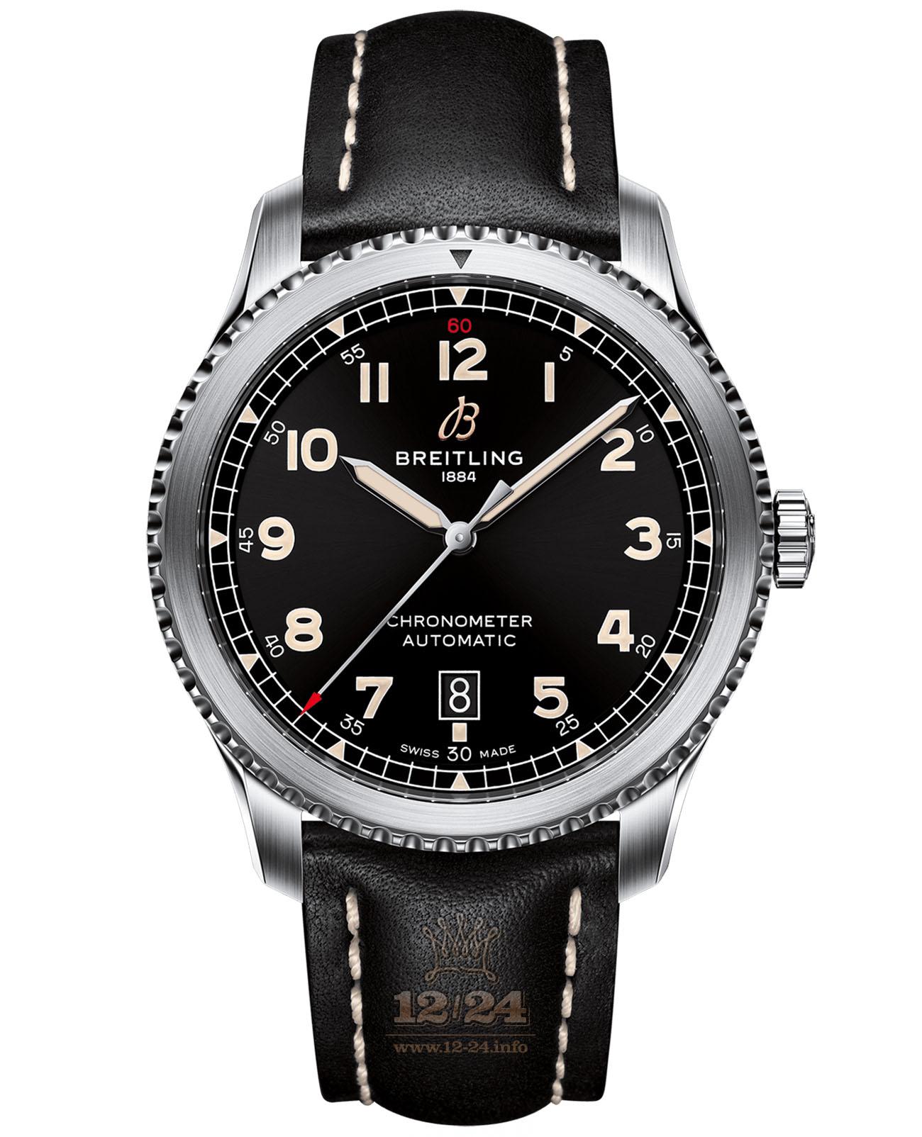 Breitling Classic AVI Watch A17315101B1X1 41 mm Stainless steel Case Black Dial