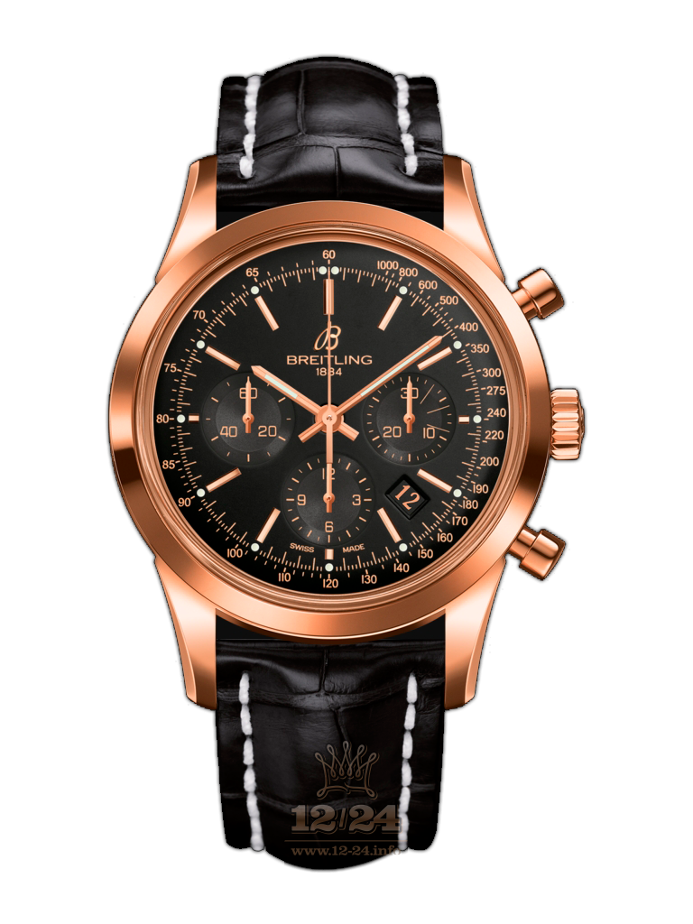Breitling Transocean Watch RB015212/BB16/743P/R20BA.1 43 mm Red gold Case Black Dial