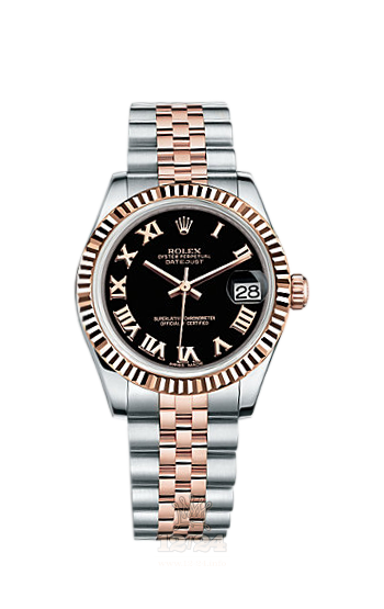 Rolex Lady-Datejust Watch 178271-0065 31 mm Steel / Pink gold Case Black Dial