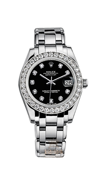 Rolex Pearlmaster Watch 81299-0006 34 mm White gold Case Black Dial