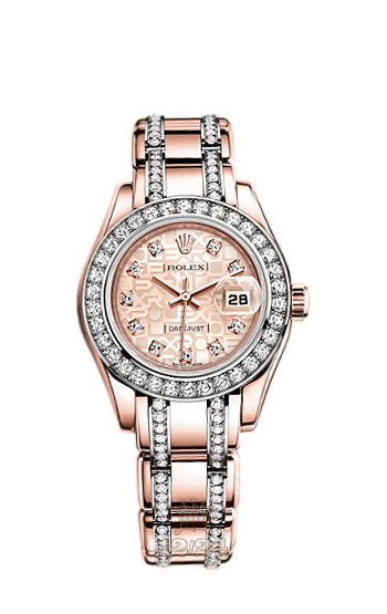 Rolex Pearlmaster Watch 80285-0002 29 mm Pink gold Case Pink Dial
