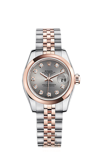 Rolex Lady-Datejust Watch 179161-0035 26 mm Steel / Pink gold Case Gray Dial