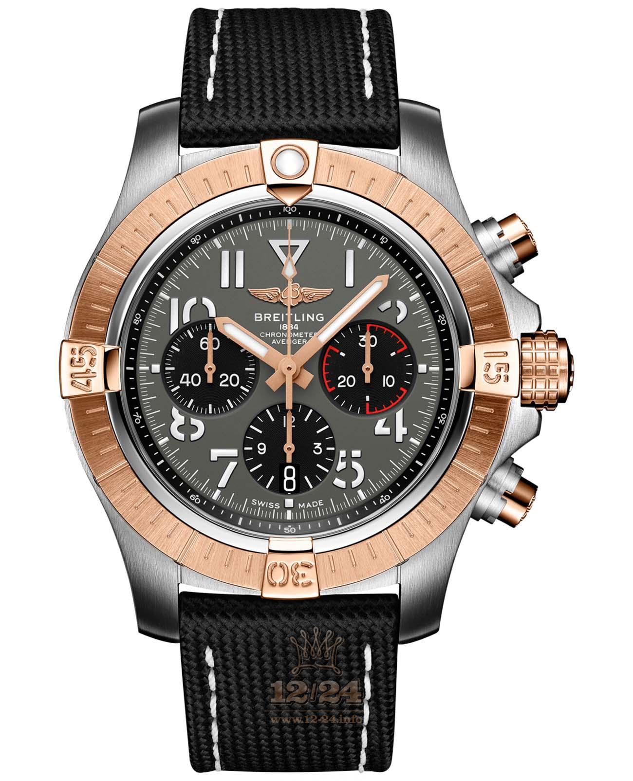 Breitling Avenger Watch UB01821A1B1X1 45 mm Stainless steel Red gold Case Gray Dial