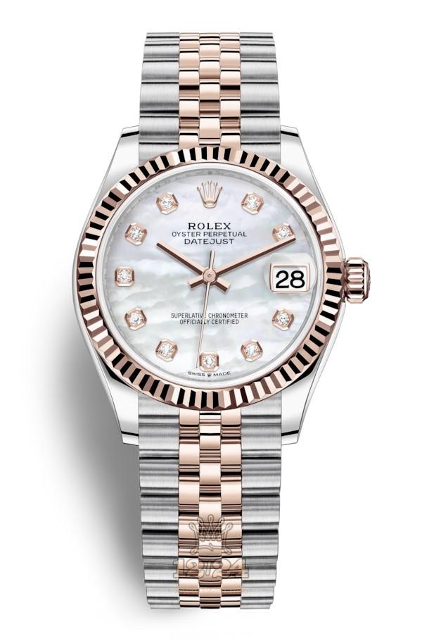Rolex Datejust Watch 278271-0026 31 mm Stainless steel Pink gold Case White Dial