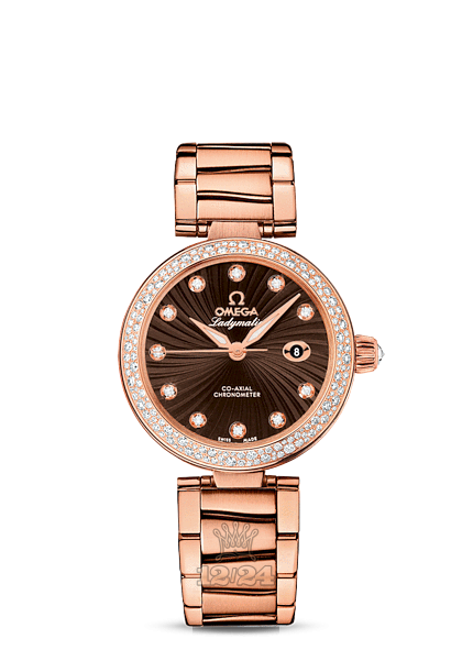 Omega Ladymatic Watch 425.65.34.20.63.001 34 mm Pink gold Case Brown (chocolate) Dial