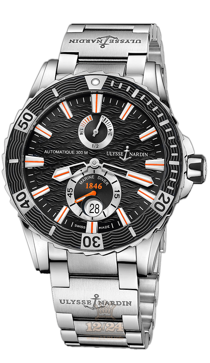 Ulysse Nardin Marine Watch 263-10-7M/952 44 mm Stainless steel Case Black Dial