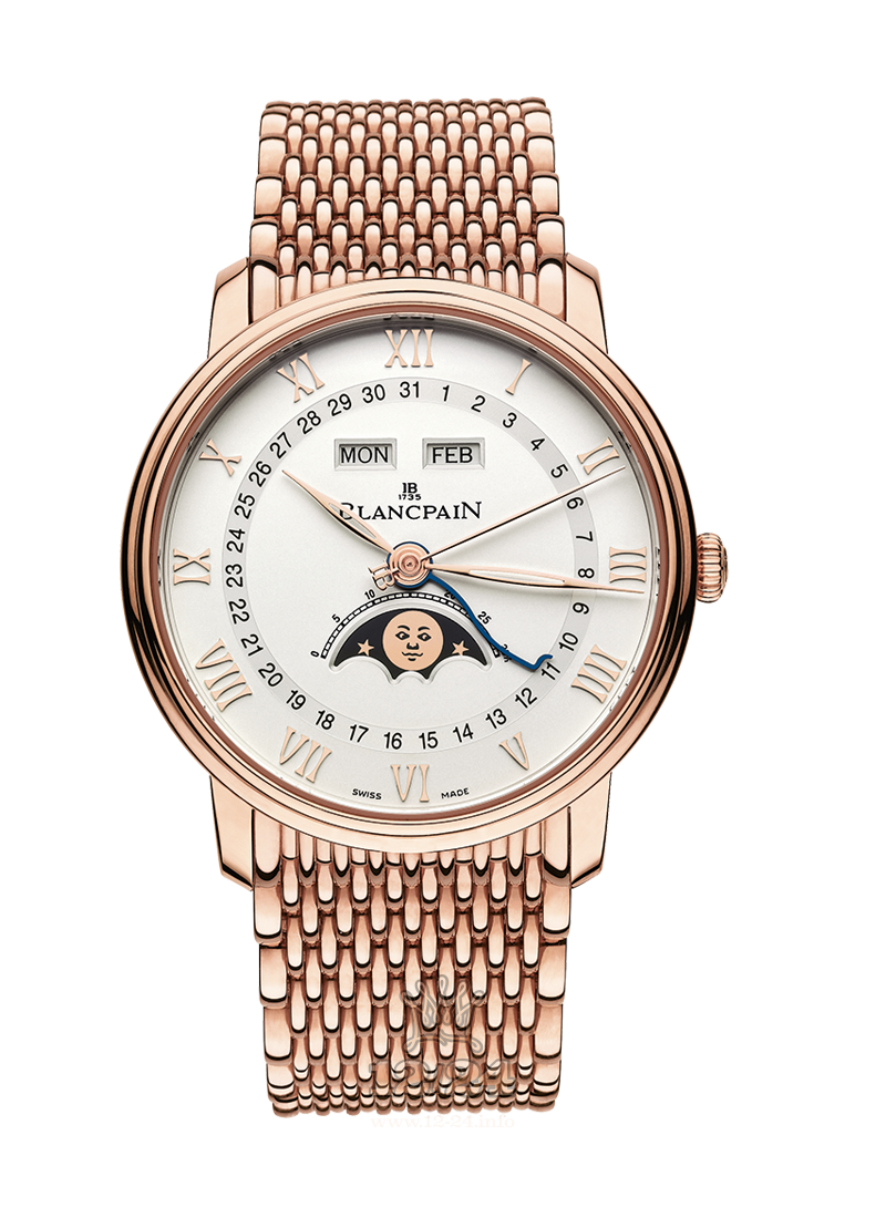 Blancpain Villeret Watch 6654-3642-MMB 40 mm Red gold Case White Dial