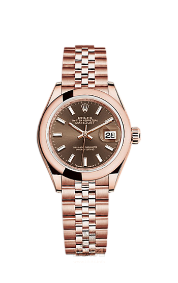 Rolex Lady-Datejust Watch 279165-0008 28 mm Pink gold Case Brown (chocolate) Dial