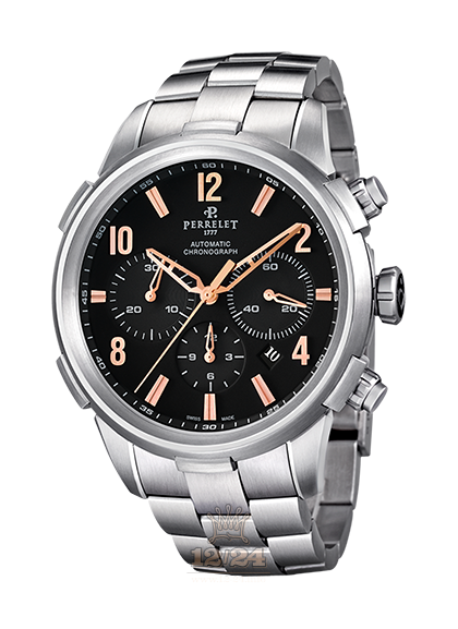 Perrelet First Class Watch A1069/C 44 mm Stainless steel Case Black Dial