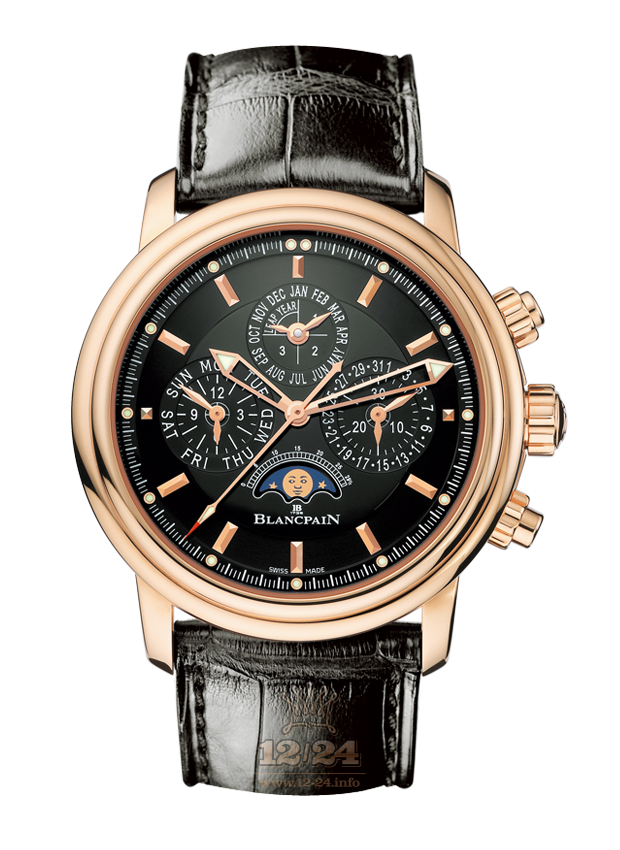 Blancpain Leman Watch 2685F-3630-53B 40 mm Red gold Case Black Dial
