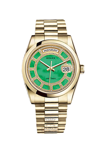 Rolex Day-Date Watch 118208-0352 36 mm Yellow gold Case Green Dial