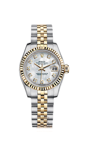 Rolex Lady-Datejust Watch 179173-0055 26 mm Steel / Yellow gold Case White Dial
