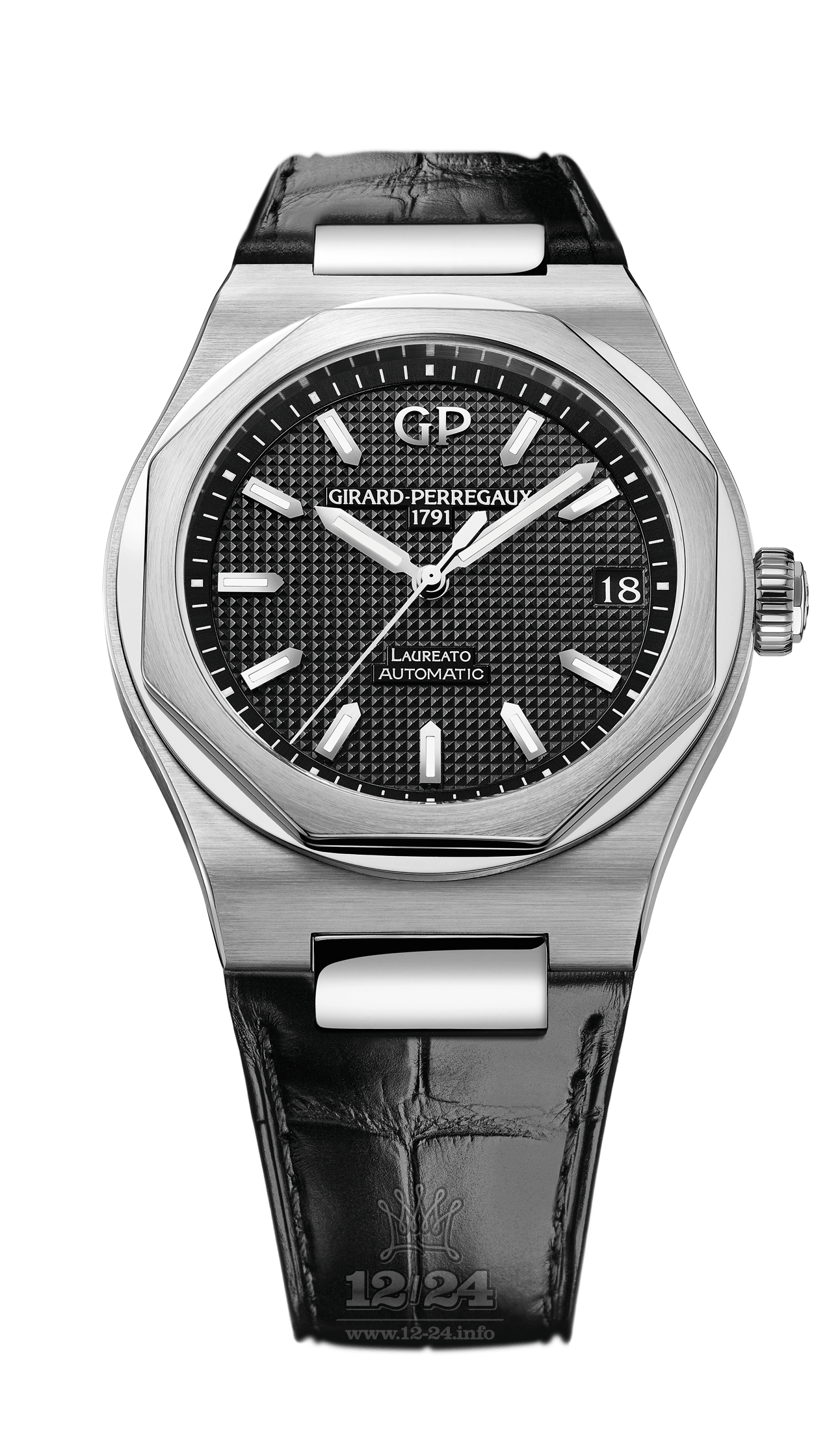 Girard Perregaux Laureato Watch 81010-11-634-BB6A Stainless steel Case Black Dial