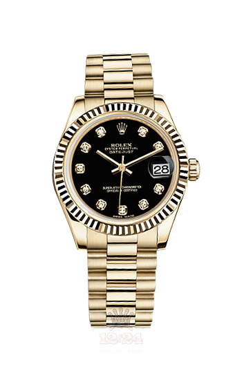 Rolex Datejust Watch 178278-0065 31 mm Yellow gold Case Black Dial