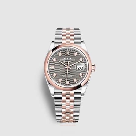 Rolex Datejust Watch 126201-0041 36 mm Stainless steel Pink gold Case Gray Dial