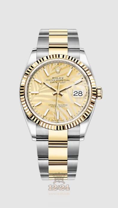 Rolex Datejust Watch 126233-0038 36 mm Stainless steel Yellow gold Case Golden Dial
