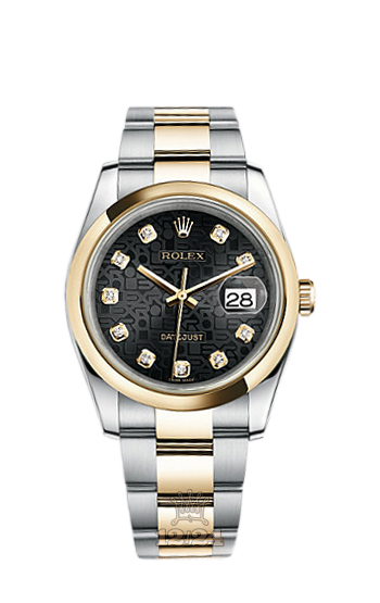 Rolex Datejust Watch 116203-0153 36 mm Steel / Yellow gold Case Black Dial