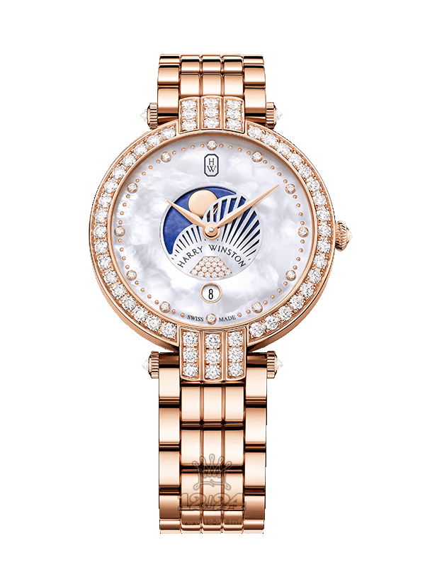 Harry Winston The Premier Collection Watch PRNQMP36RR003 36 mm Pink gold Case White Blue Dial