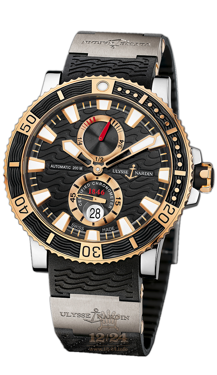 Ulysse Nardin Marine Watch 265-90-3T/92 45 mm Yellow gold Titanium Case Black Dial