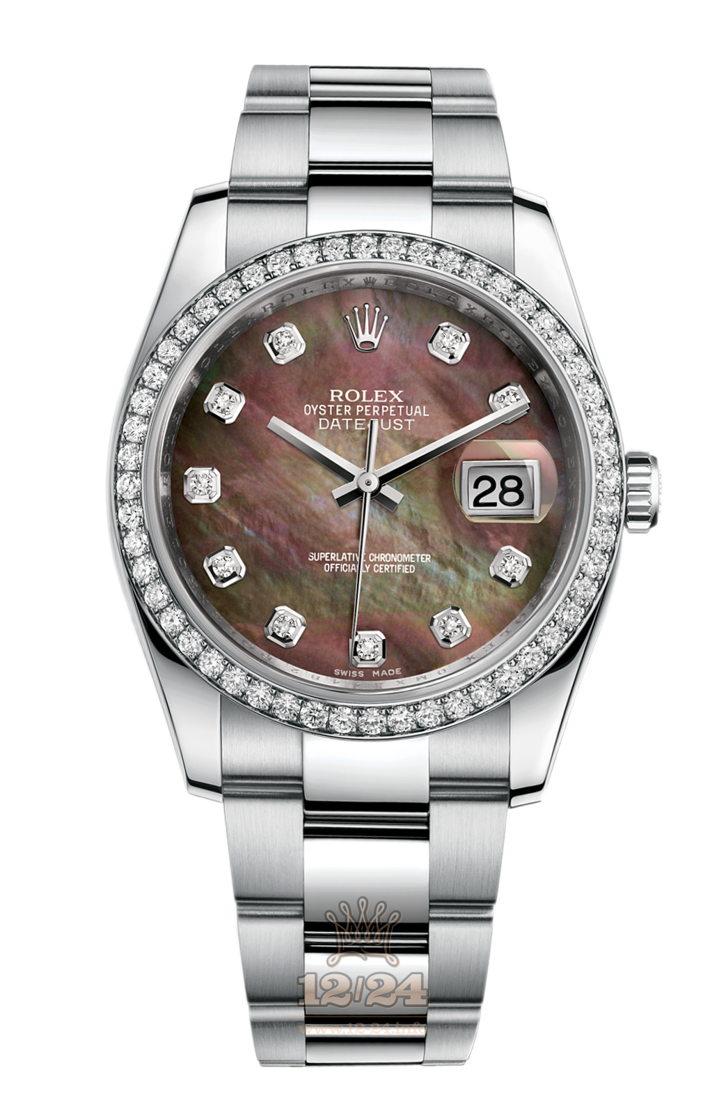 Rolex Datejust Watch 116244-0019 36 mm Steel / White gold Case Black Dial