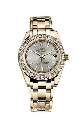 Rolex Pearlmaster Watch 81298-0054 34 mm Yellow gold Case Silver Dial