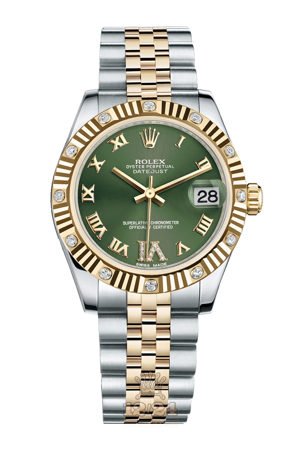 Rolex Lady-Datejust Watch 178313-0075 31 mm Steel / Yellow gold Case Green Dial