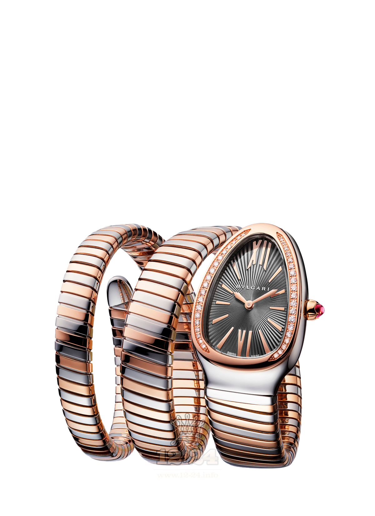 Bvlgari Serpenti Watch 102680 SP35C14SPGD.2T 35 mm Steel / Pink gold Case Gray Dial