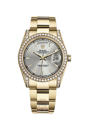 Rolex Day-Date Watch 118388-0185 36 mm Yellow gold Case Silver Dial