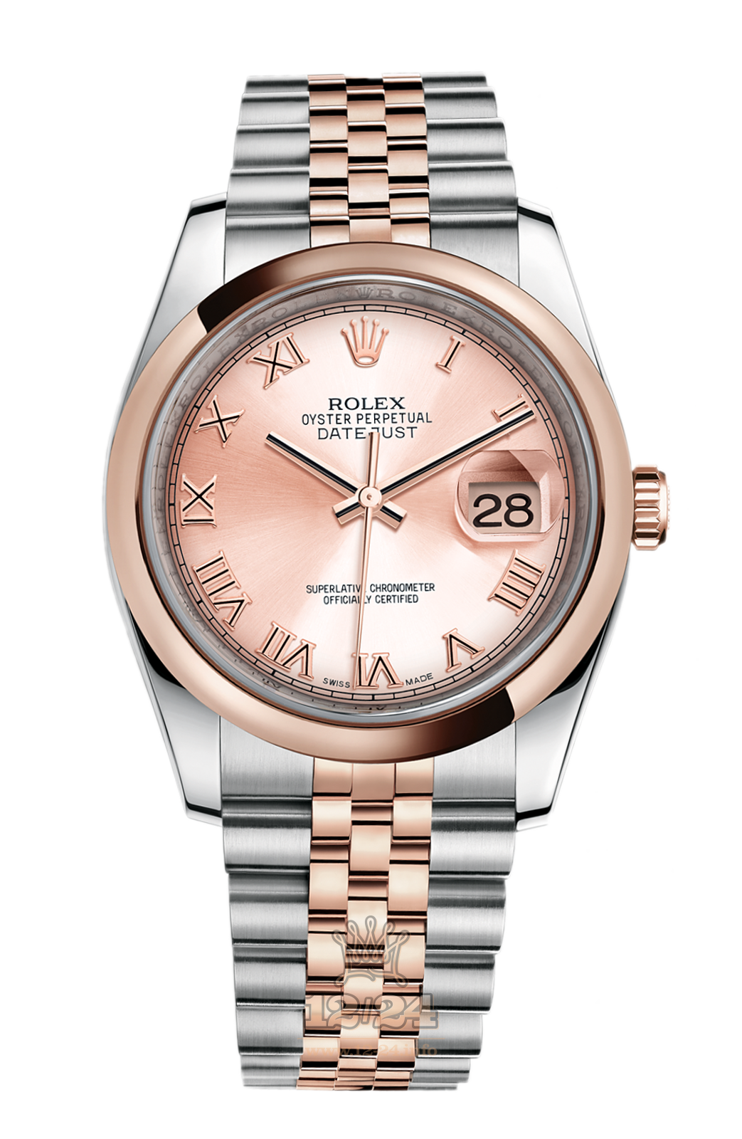 Rolex Datejust Watch 116201-0070 36 mm Steel / Pink gold Case Pink Dial