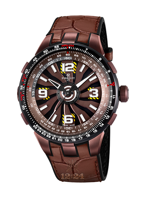 Perrelet Turbine Watch A1094/2 48 mm Stainless steel PVD coating Case Brown (chocolate) Dial