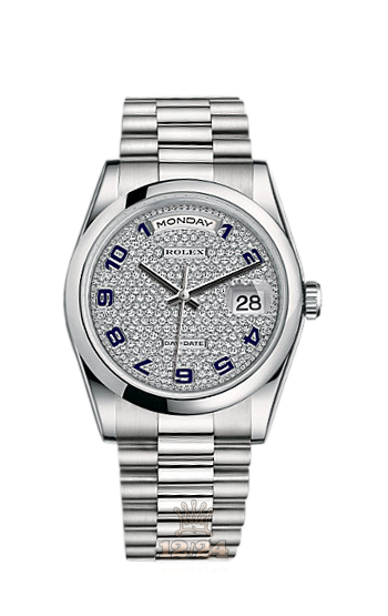 Rolex Day-Date Watch 118206-0085 36 mm Platinum Case Silver Dial