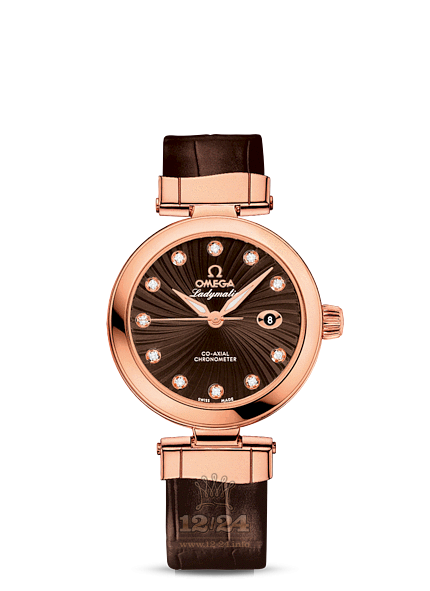 Omega Ladymatic Watch 425.63.34.20.63.001 34 mm Pink gold Ceramics Case Brown (chocolate) Dial