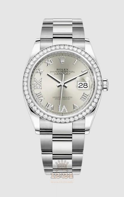 Rolex Datejust Watch 126284rbr-0022 36 mm Stainless steel White gold Case Silver Dial