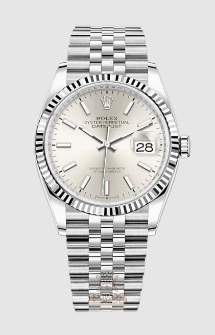 Rolex Datejust Watch 126234-0013 36 mm Stainless steel White gold Case Silver Dial
