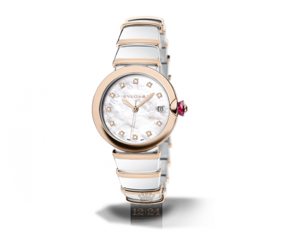Bvlgari Lvcea Watch 102384 LU36WSPGSPGD/11 36 mm Steel / Pink gold Case White Dial